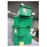 LOT OF 4 GREEN STORAGE TUBS