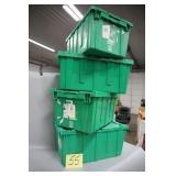 LOT OF 4 GREEN STORAGE TUBS