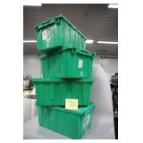 LOT OF 4 GREEN STORAGE TUBS