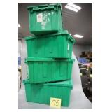 LOT OF 4 GREEN STORAGE TUBS