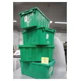 LOT OF 4 GREEN STORAGE TUBS