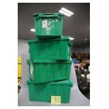 LOT OF 4 GREEN STORAGE TUBS