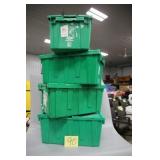 LOT OF 4 GREEN STORAGE TUBS