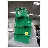 LOT OF 4 GREEN STORAGE TUBS