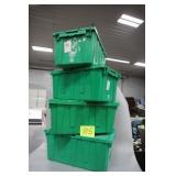 LOT OF 4 GREEN STORAGE TUBS