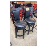 LOT OF 2 BLACK PADDED SWIVEL BAR STOOLS