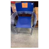 LOT OF  4 BLUE/CHROME STACKING CHAIRS