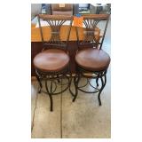 LOT OF 2 SWIVEL PADDED SEAT BAR STOOLS