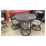 SUNBRELLA ALL WEATHER TABLE & 6 SWIVEL CHAIRS