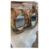 LOT OF 2 GOLD FRAMED OVAL WALL MIRRORS