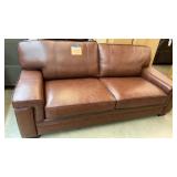 ABBYSON LIVING BROWN LEATHER SOFA