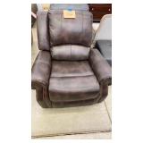 BROWN NAILHEAD TRIM MANUAL RECLINER - AS IS