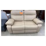 ABBYSON LIVING TAN LEATHER LOVESEAT