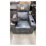 ABBYSON LIVING GREY LEATHER POWER RECLINE THEATER