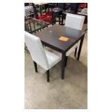 DK WOOD SQUARE TABLE & 2 CHAIRS