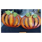 LOT OF 2 13" METAL DECORATOR PUMPKINS