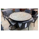 SUNBRELLA TILE TOP TABLE & 6 CHAIRS