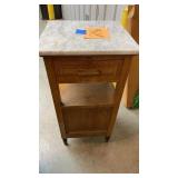 ANTIQUE MARBLE TOP OAK SMOKING STAND