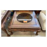 WOOD W/ GLASS TOP COFFEE TABLE