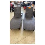 LOT OF 2 ALL WEATHER WICKER BROWN CHAISE LOUNGES