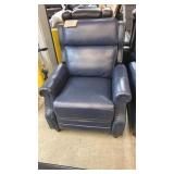 BLUE LEATHER NAILHEAD TRIM RECLINING CHAIR