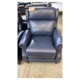 BLUE LEATHER NAILHEAD TRIM RECLINING CHAIR