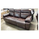 ABBYSON LIVING BROWN LEATHER RECLINING SOFA