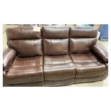 ABBYSON LIVING BROWN LEATHER RECLINING SOFA