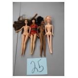 LOT OF 3 1990S BARBIES & 1 MISC DOLL