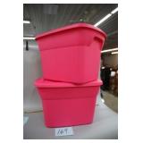 LOT OF 2 NEW 18 GAL PINK STERILITE TUBS W/ LIDS