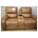 BROWN MICROFIBER RECLINIG SOFA - AS IS