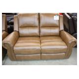 ABBYSON LIVING BROWN LEATHER RECLINING SOFA