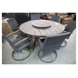 NEW SUNBRELLA PATIO TABLE & 6 SWIVEL CHAIRS