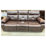 ABBYSON LIVING BROWN LEATHER RECLINING SOFA