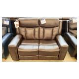 BROWN NAILHEAD TRIM RECLINING LOVESEAT