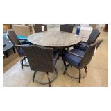 SUNBRELLA TILE TOP PATIO TABLE & 6 CHAIRS