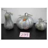 LOT OF 3 DECORATOR METAL PUMPKINS