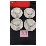 LOT OF 4 NAPA HOME & GARDEN 9" DEER PLATES