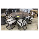 SUNBRELLA ALL WEATHER PATIO TABLE & 6 CHAIRS