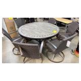 SUNBRELLA TILE TOP PATIO TABLE & 6 SWIVEL CHAIRS