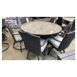 SUNBRELLA TILE TOP PATIO TABLE & 6 SWIVEL CHAIRS