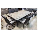 SUNBRELLA TILE TOP PATIO TABLE & 6 CHAIRS