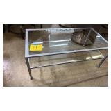 GLASS TOP COFFEE TABLE W/ METAL LEGS