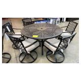 SUNBRELLA ALL WEATHER PATIO TABLE & 6 SWIVEL CHAIR