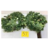 LOT OF 2 HANGING WREATH DECOR