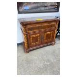 WOOD SERVER W/ MARBLE TOP