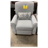 LIGHT BLUE FABRIC PUSH BACK RECLINER