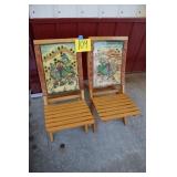 LOT OF 2 WOOD FOLDING CHAIRS