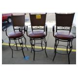 LOT OF 3 METAL W/ PADDED SEAT BAR STOOLS