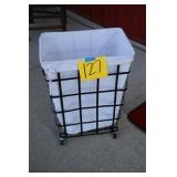 ROLLING BLACK METAL CLOTHES HAMPER